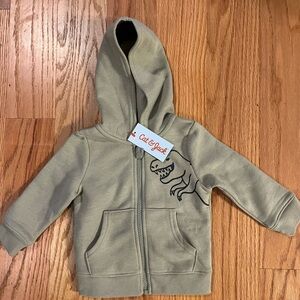 Cat & Jack Olive Dinosaur Zip Hoodie with Front Pockets